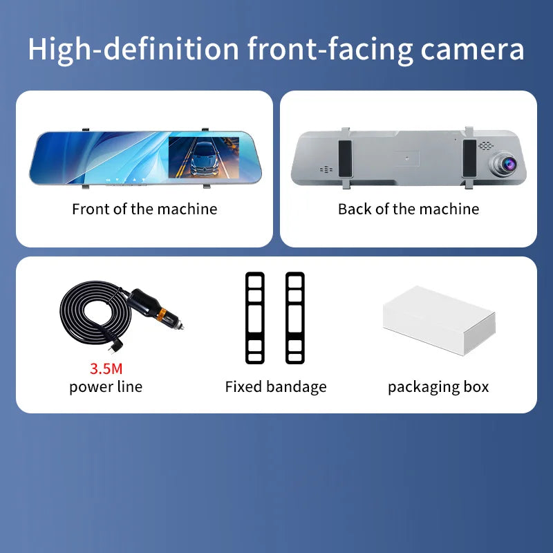 5MP Dash Cam Car Optional Dual Lens Night Vision 12In DVR Rearview Mirror Dash Camera Video Recorder Auto Wide-angle Camera