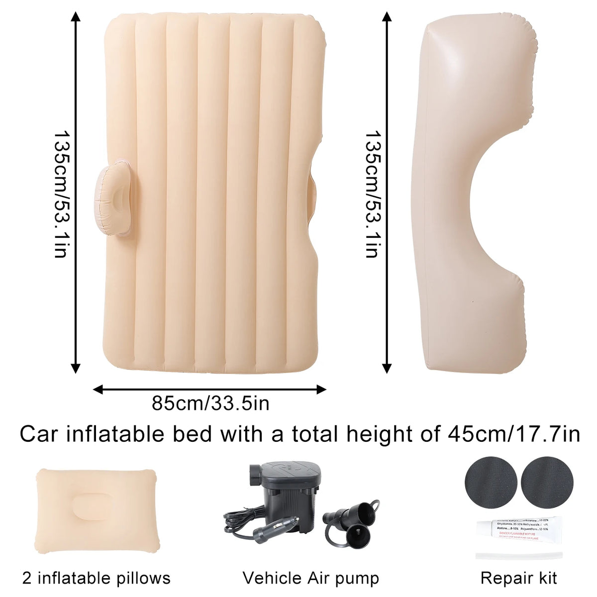 1PC Comfortable Portable Car Mattress Inflatable Flocking Travel Bed for Camping and SUV Adventures