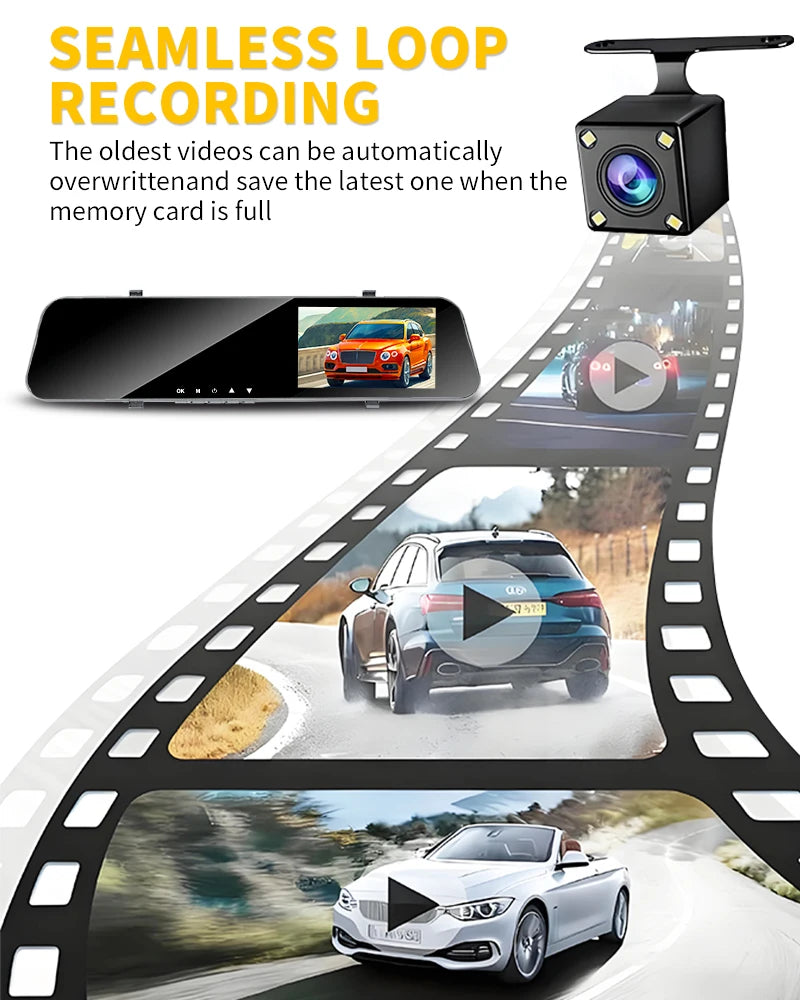 5MP Dash Cam Car Optional Dual Lens Night Vision 12In DVR Rearview Mirror Dash Camera Video Recorder Auto Wide-angle Camera