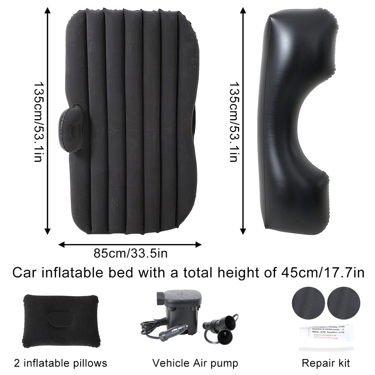 1PC Comfortable Portable Car Mattress Inflatable Flocking Travel Bed for Camping and SUV Adventures
