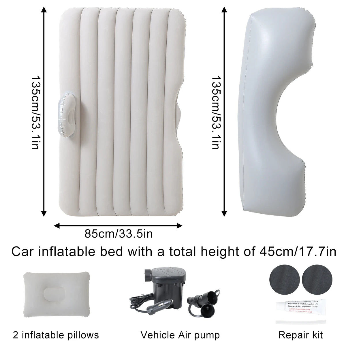 1PC Comfortable Portable Car Mattress Inflatable Flocking Travel Bed for Camping and SUV Adventures