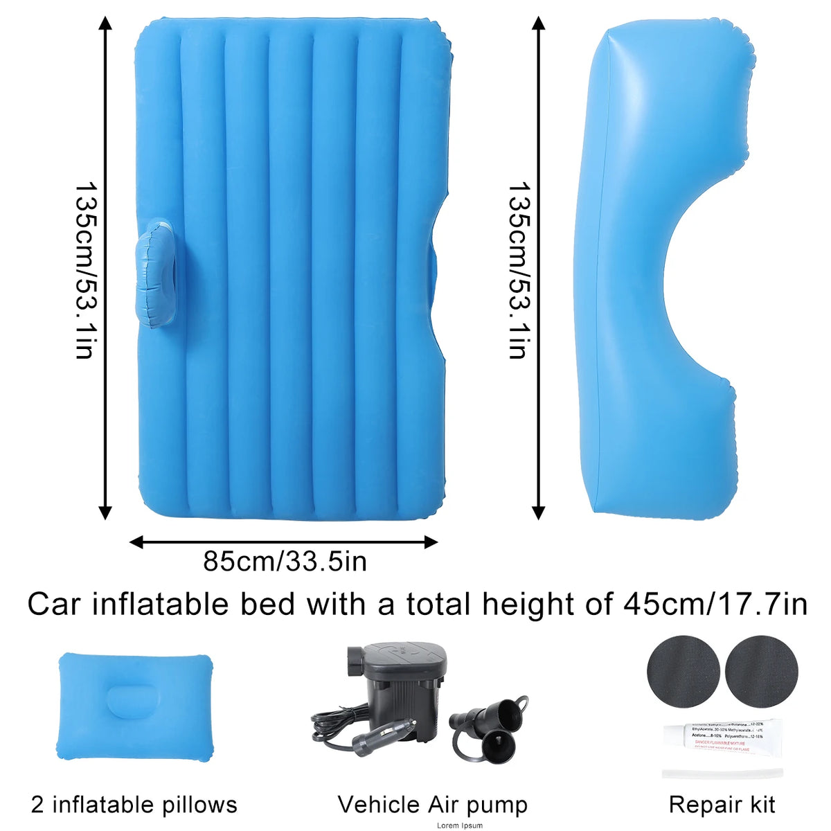 1PC Comfortable Portable Car Mattress Inflatable Flocking Travel Bed for Camping and SUV Adventures