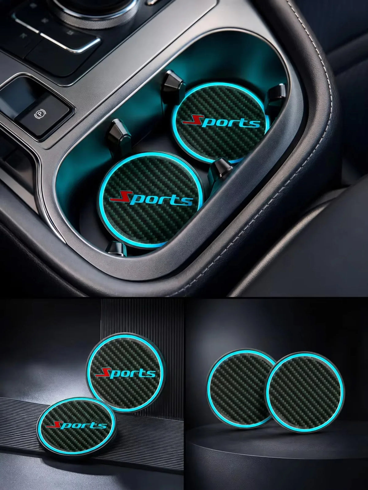 Universal Glowing Waterproof Non-Slip Coasters Car Ambience Decor Accessories Car Color Changing Glow-In-The-Dark Coasters