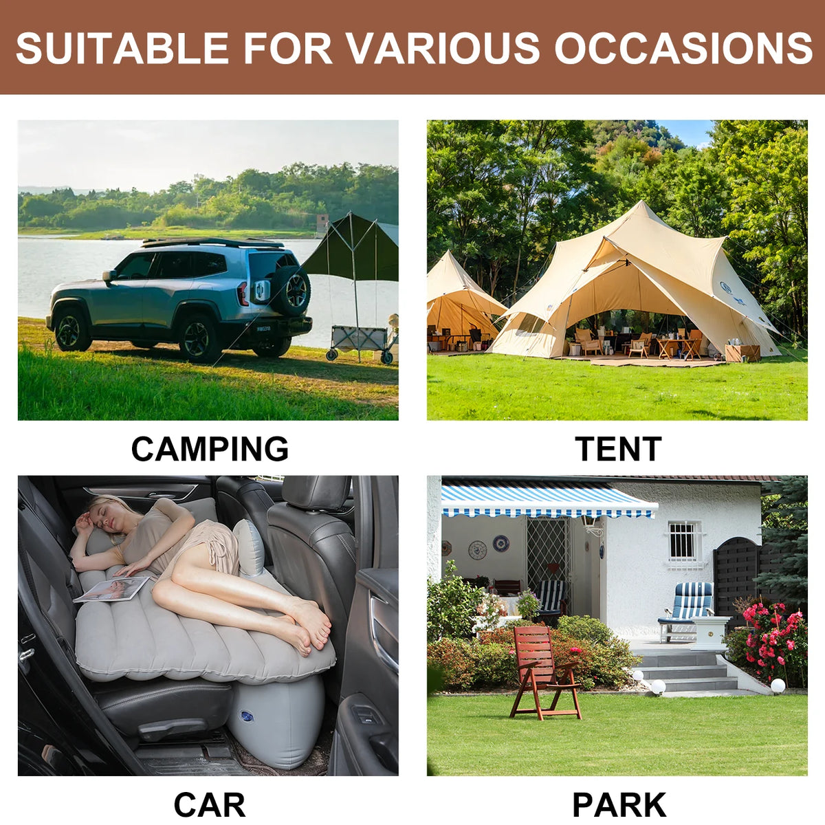 1PC Comfortable Portable Car Mattress Inflatable Flocking Travel Bed for Camping and SUV Adventures